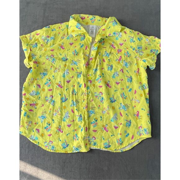Disney Tops - Disney Toy Story Button Down Shirt | Women’s XL | Yellow Buzz Woody Summer Print